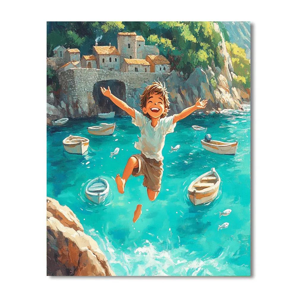 Alberto Cliff Jump Harbor Splash Disney Inspired painting number kit