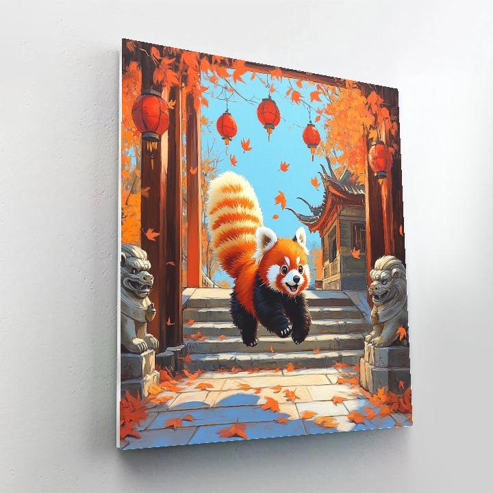 Red Panda Mei Temple Courtyard Bounce Disney Inspired painting number kit