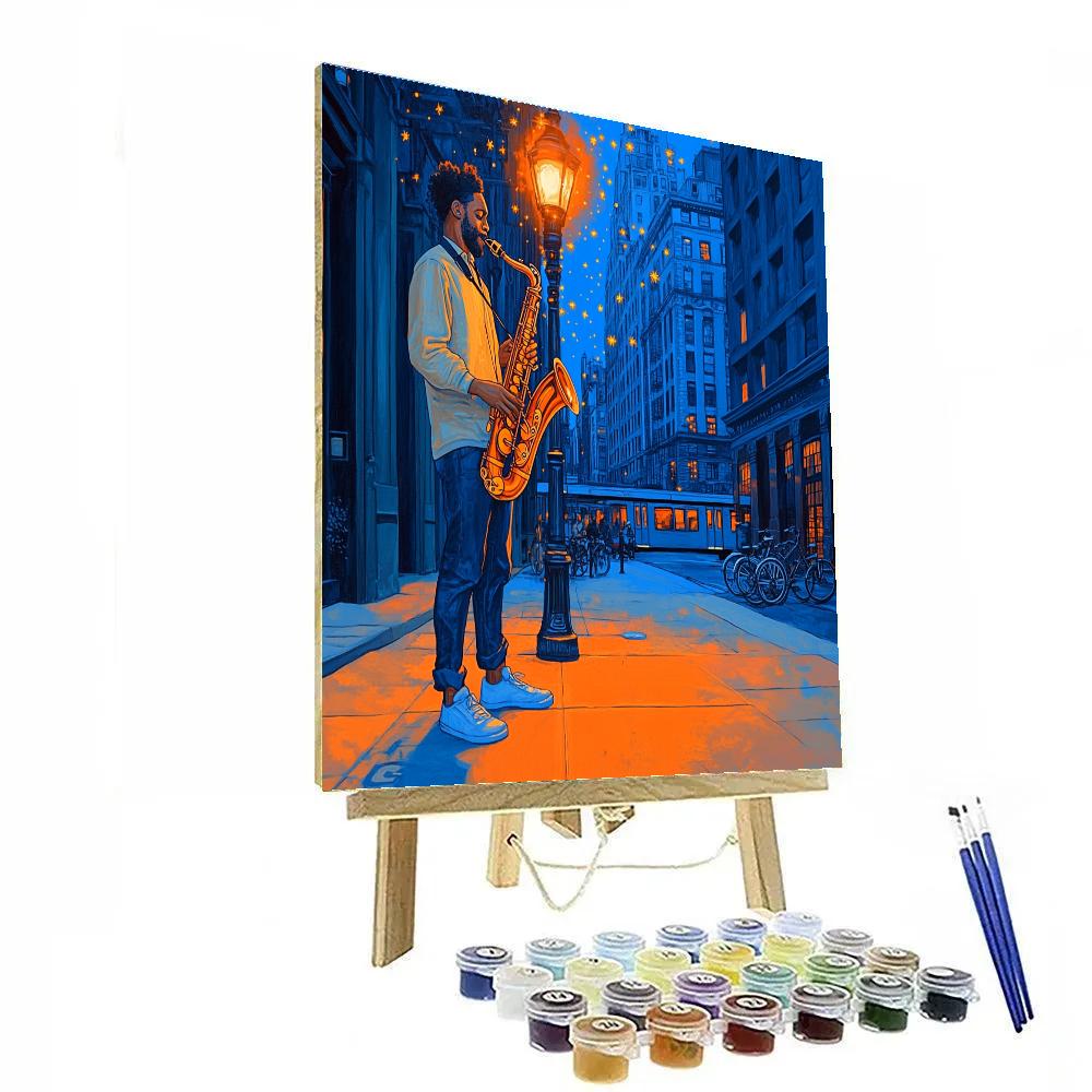 Joe Gardner City Street Jazz Glow Disney Inspired Paint by numbers art