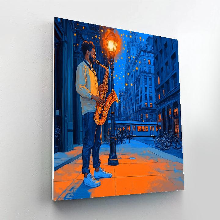 Joe Gardner City Street Jazz Glow Disney Inspired Paint by numbers art