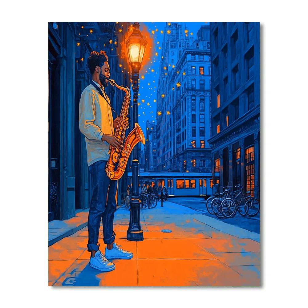 Joe Gardner City Street Jazz Glow Disney Inspired Paint by numbers art