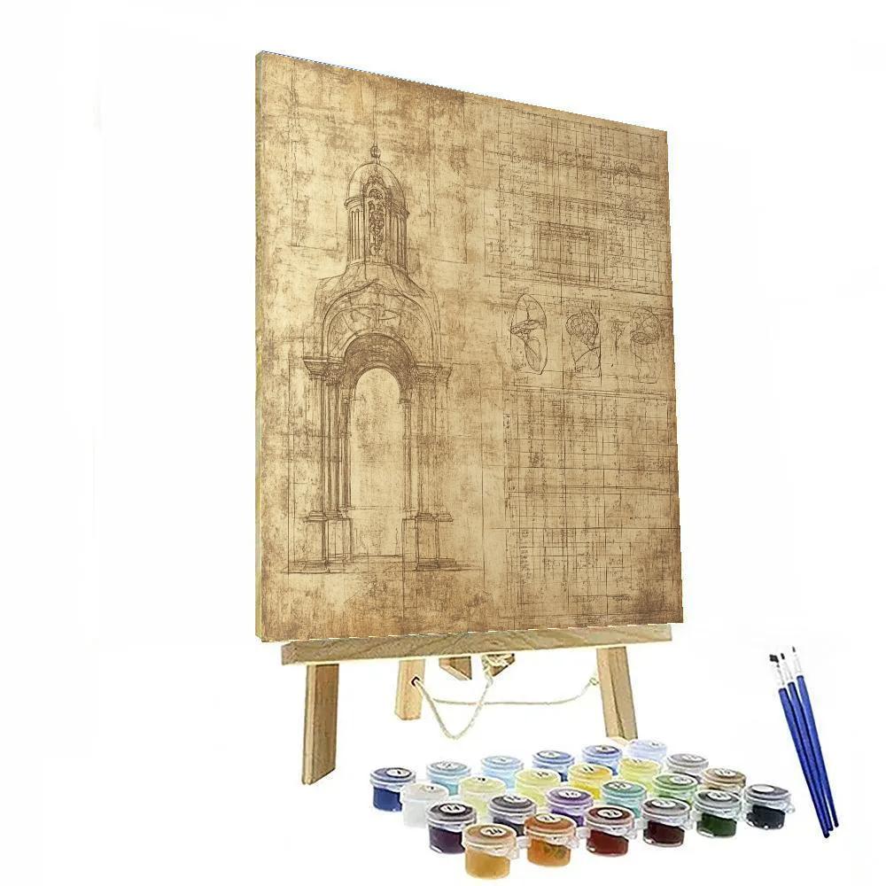 Leonardo Da Vinci Inspired Anatomical Study Number painting
