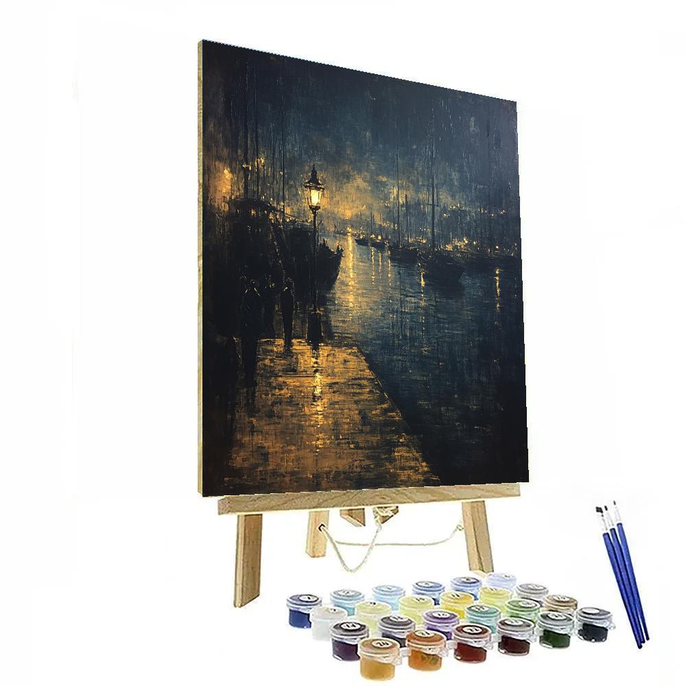 Rembrandt Inspired Old Harbour At Night painting number kit