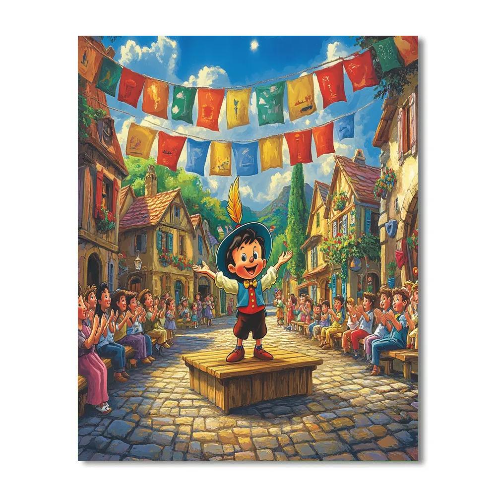 Pinocchio Village Puppet Show Surprise Disney Inspired Number painting