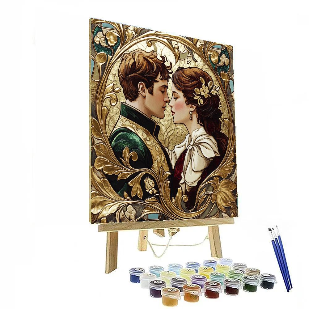 Gustav Klimt Inspired Floral Embrace Paint by numbers art