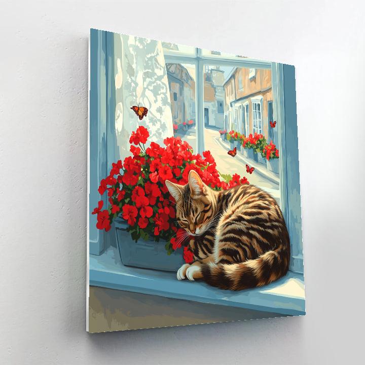 Figaro Windowsill Garden Nap Disney Inspired painting number kit