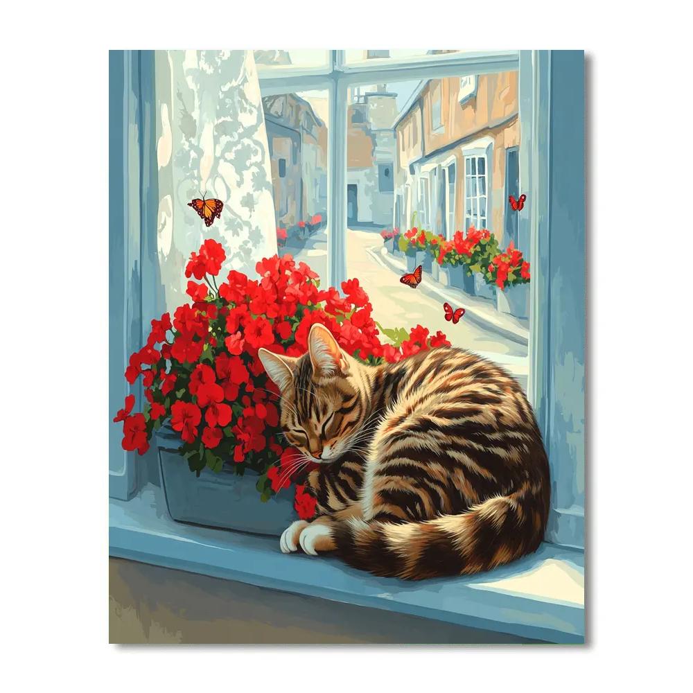 Figaro Windowsill Garden Nap Disney Inspired painting number kit