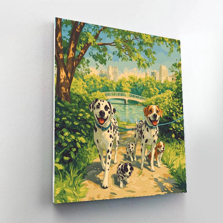 Pongo And Perdita Park Path Pups Patrol Disney Inspired paint by number