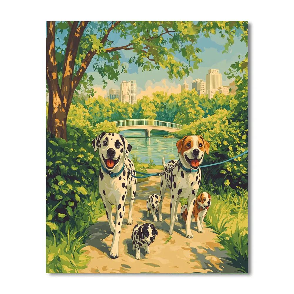 Pongo And Perdita Park Path Pups Patrol Disney Inspired paint by number