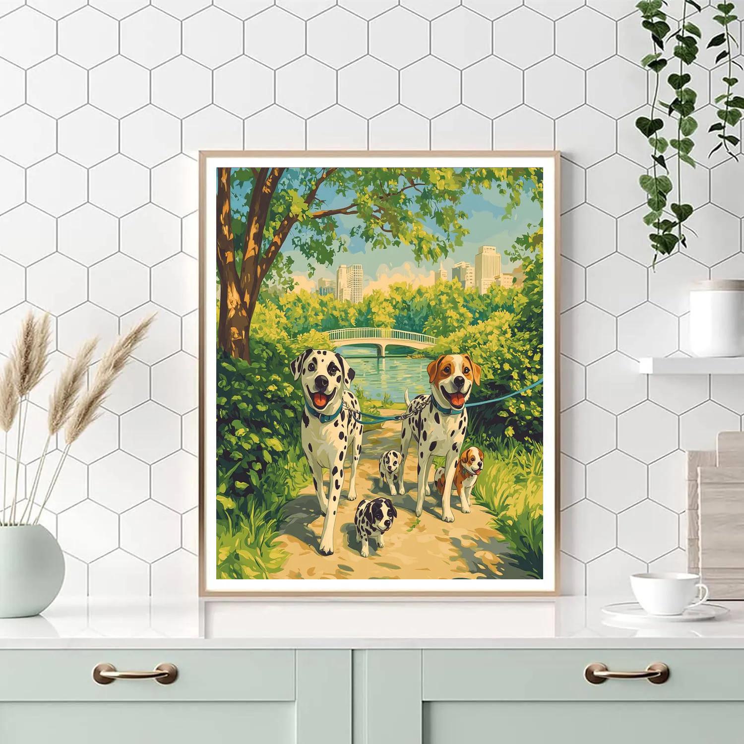 Pongo And Perdita Park Path Pups Patrol Disney Inspired paint by number