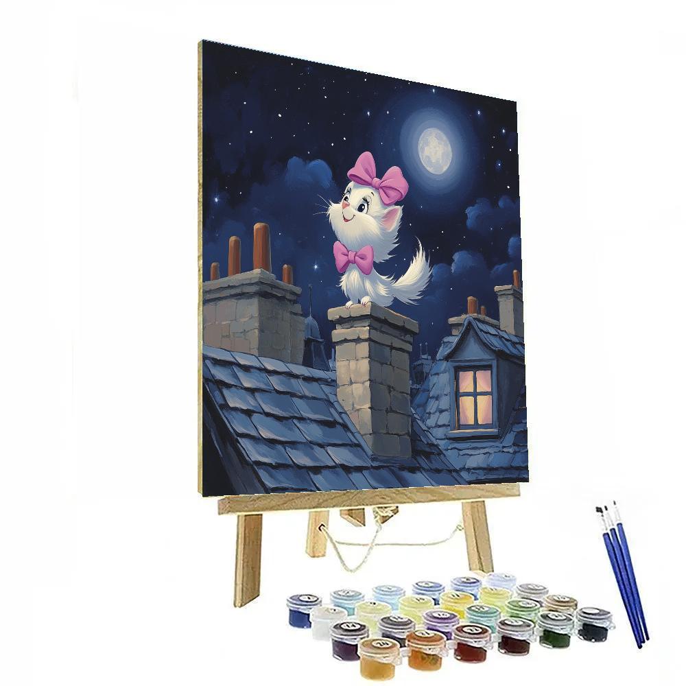 Marie Parisian Rooftop Moon Serenade Disney Inspired paint by color