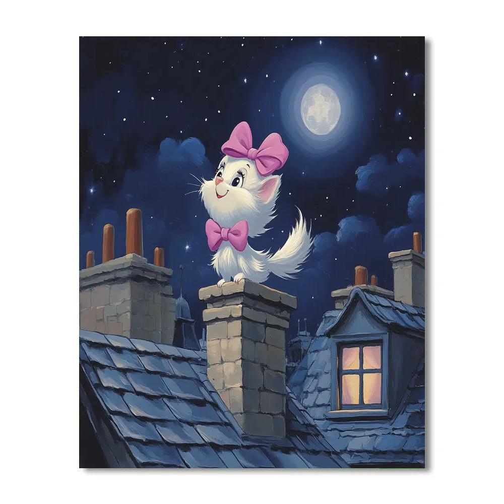 Marie Parisian Rooftop Moon Serenade Disney Inspired paint by color