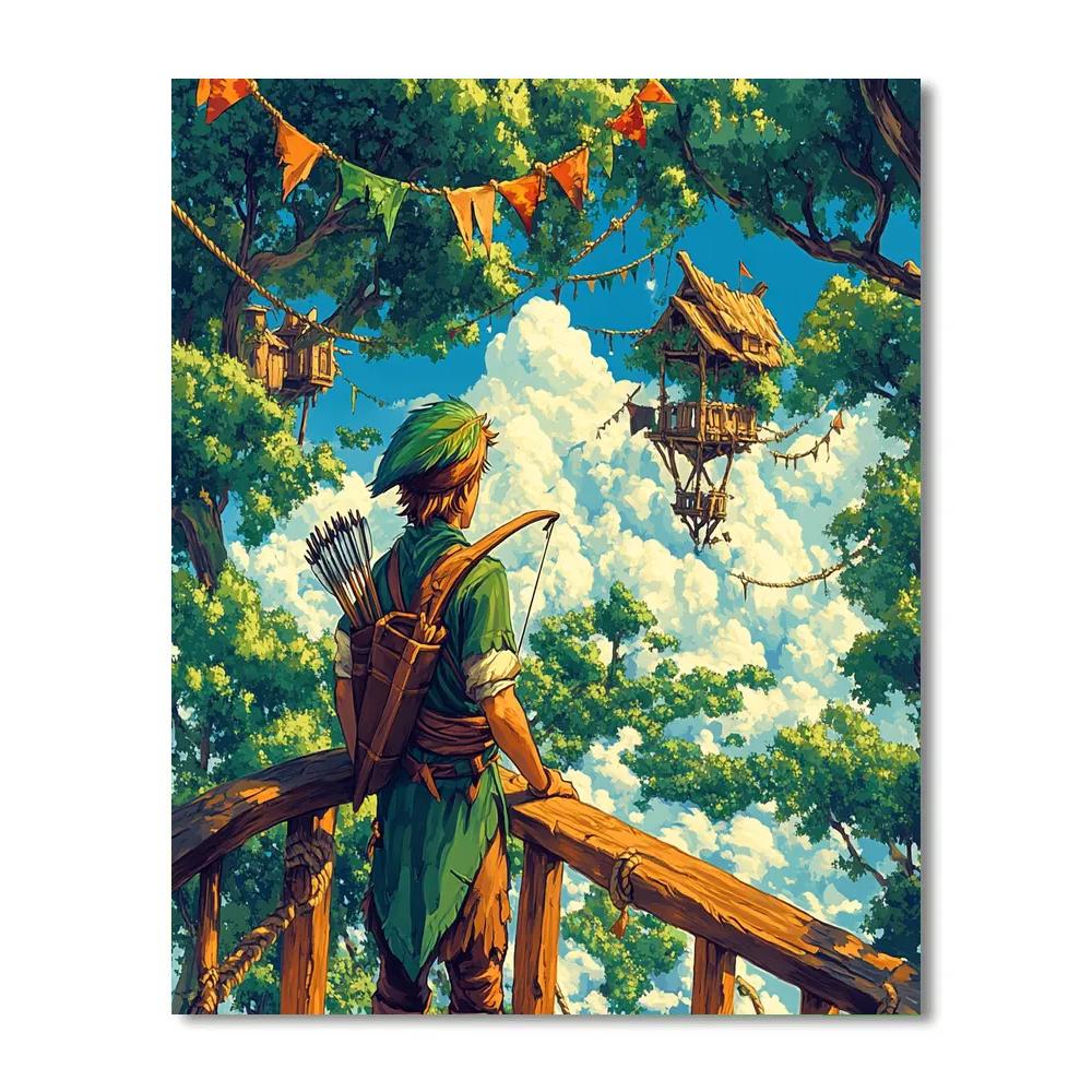 Robin Hood Sherwood Treehouse Lookout Disney Inspired Painting by numbers kit