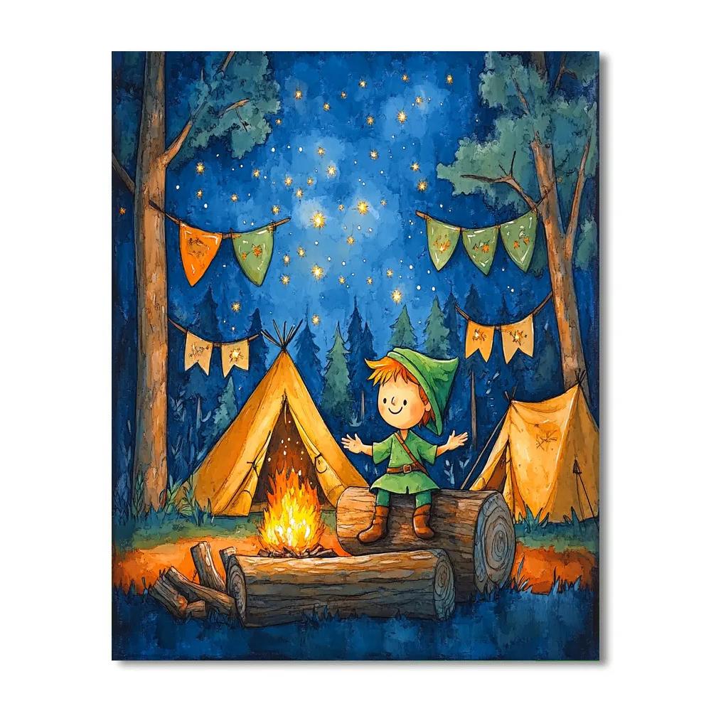 Little John Forest Campfire Storytime Disney Inspired Number painting