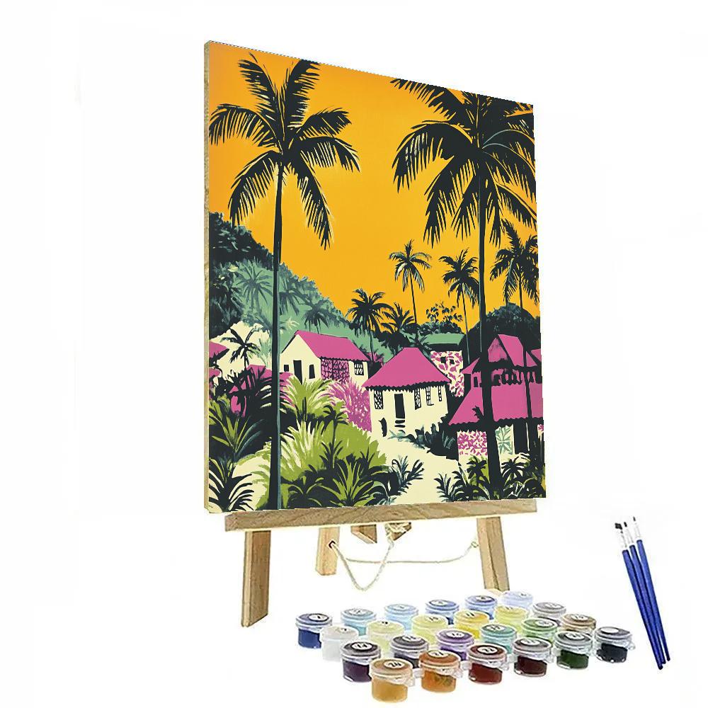 Paul Gauguin Inspired Ocean Village paint by color