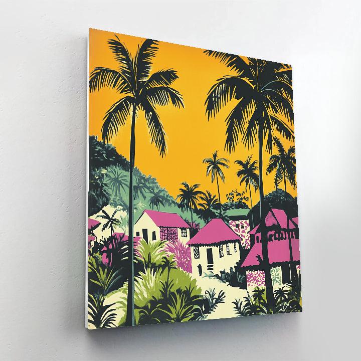 Paul Gauguin Inspired Ocean Village paint by color