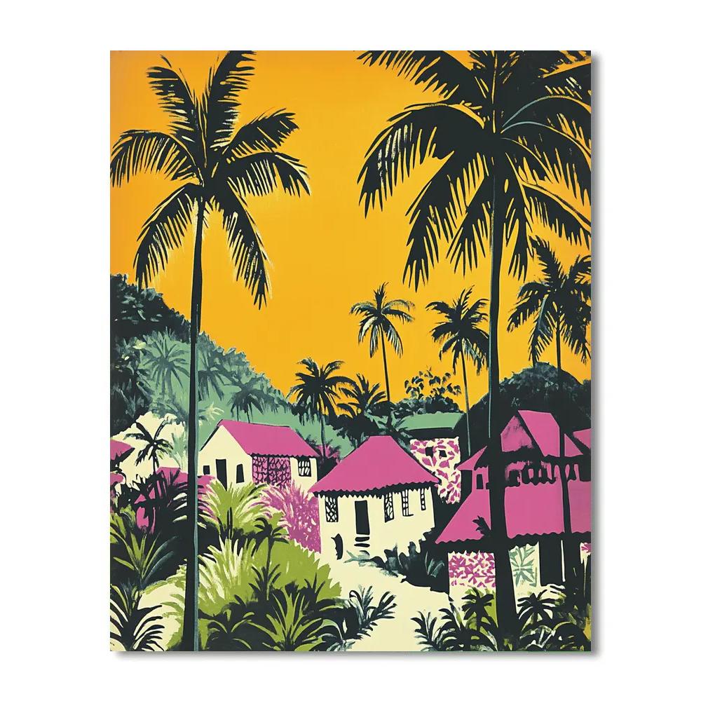 Paul Gauguin Inspired Ocean Village paint by color