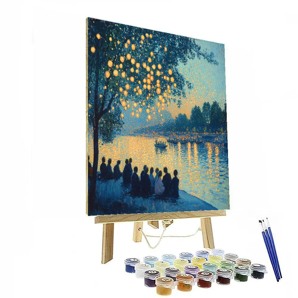 Georges Seurat Inspired Riverside Concert Number painting