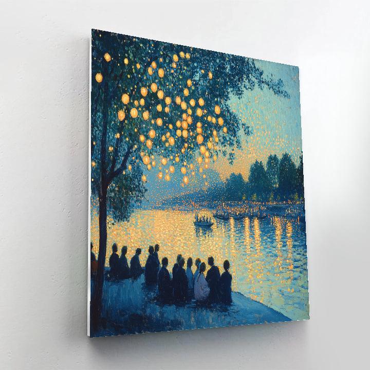 Georges Seurat Inspired Riverside Concert Number painting