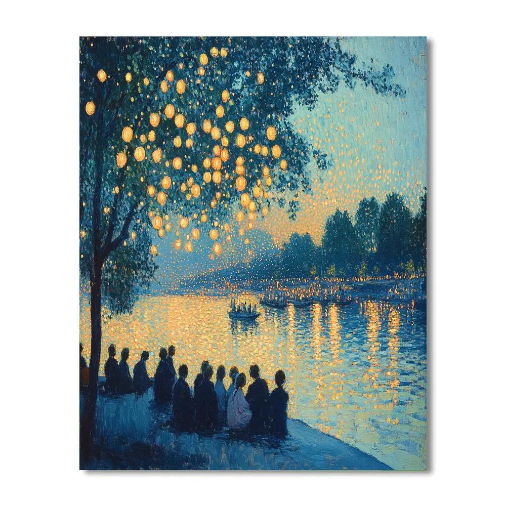 Georges Seurat Inspired Riverside Concert Number painting