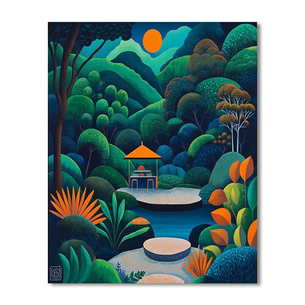Henri Rousseau Inspired Hidden Jungle Cafe Paint by numbers art