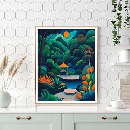 Henri Rousseau Inspired Hidden Jungle Cafe Paint by numbers art