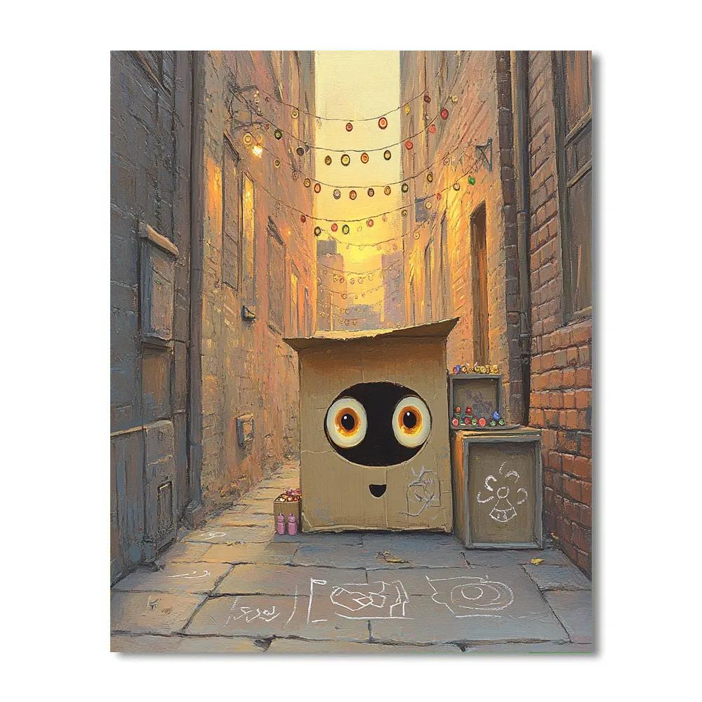 Oliver City Alley Cardboard Fort Disney Inspired DIY paint by numbers
