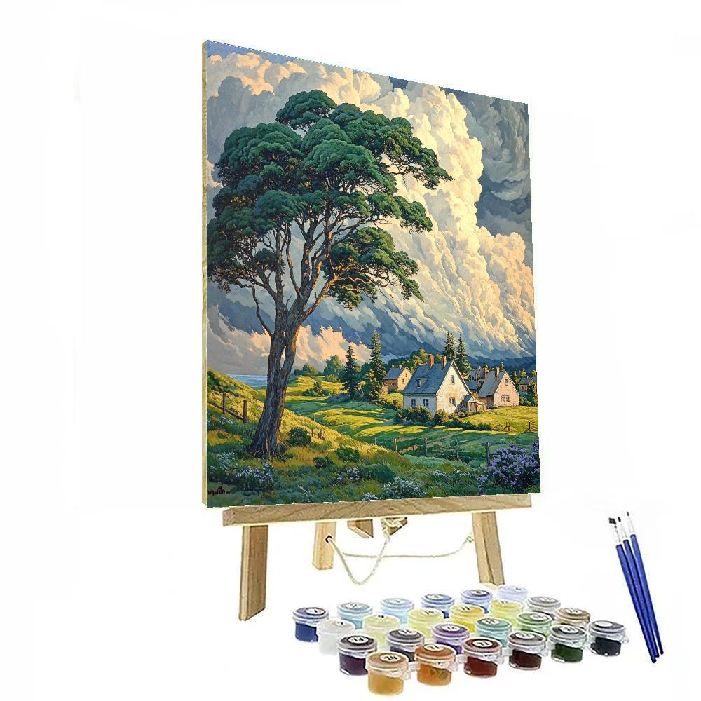 John Constable Inspired Village Storm Paint by numbers kits