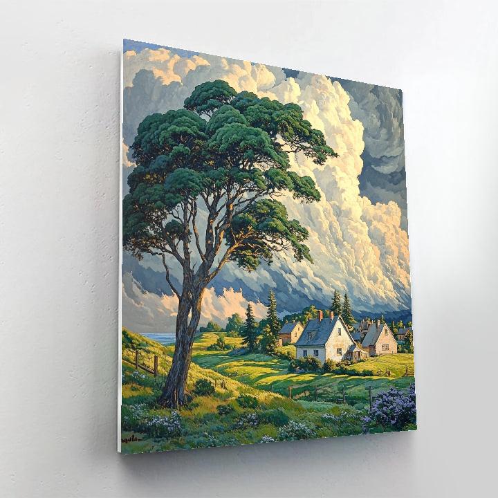 John Constable Inspired Village Storm Paint by numbers kits