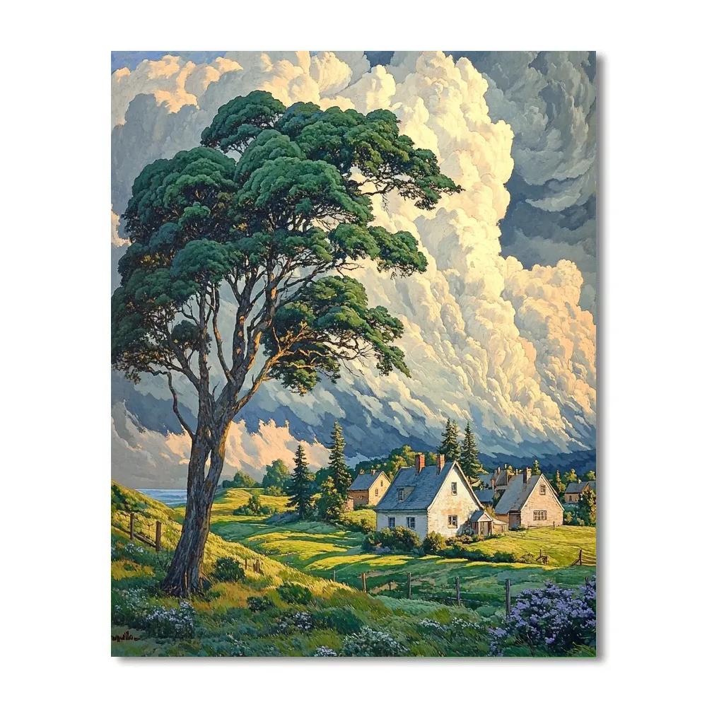 John Constable Inspired Village Storm Paint by numbers kits