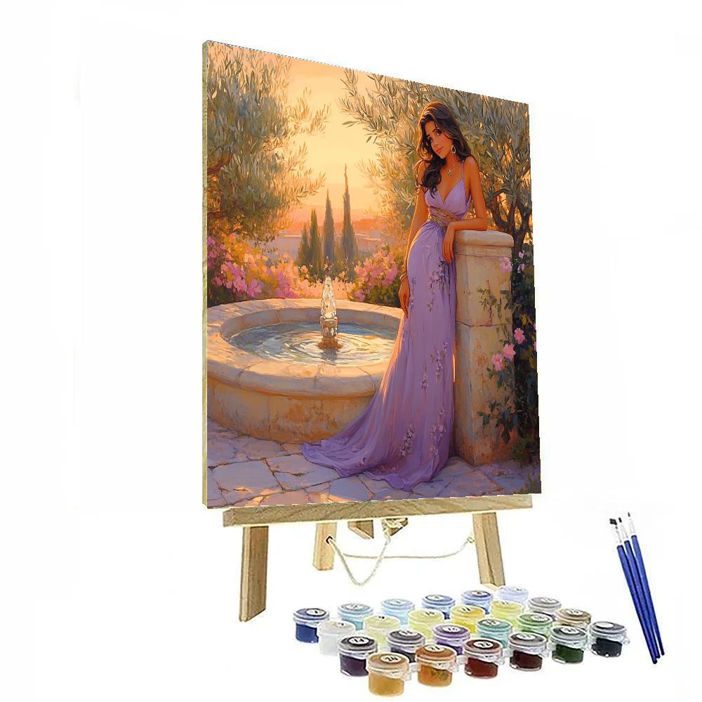Megara Garden Fountain Secret Smile Disney Inspired paint by number