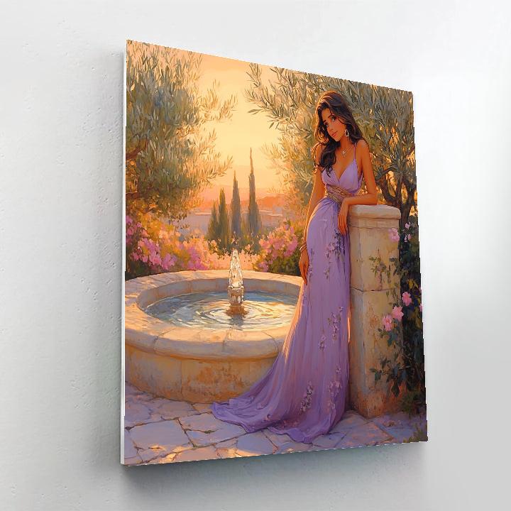 Megara Garden Fountain Secret Smile Disney Inspired paint by number