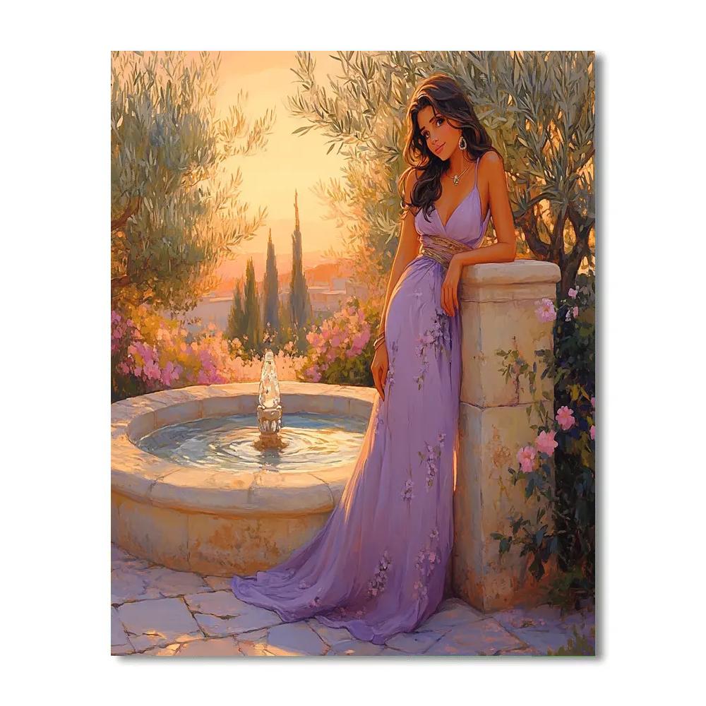Megara Garden Fountain Secret Smile Disney Inspired paint by number