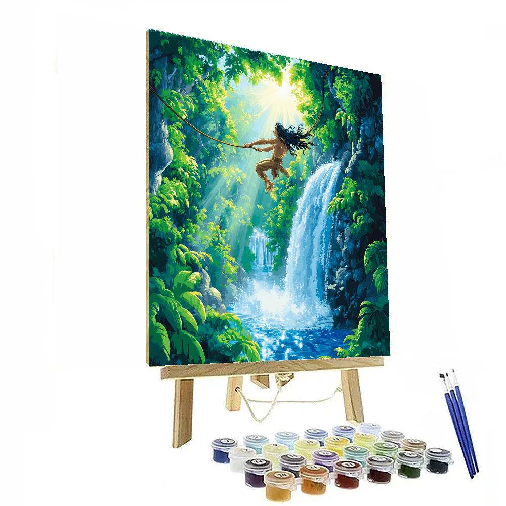 Tarzan Jungle Vine Cliff Leap Disney Inspired Number painting