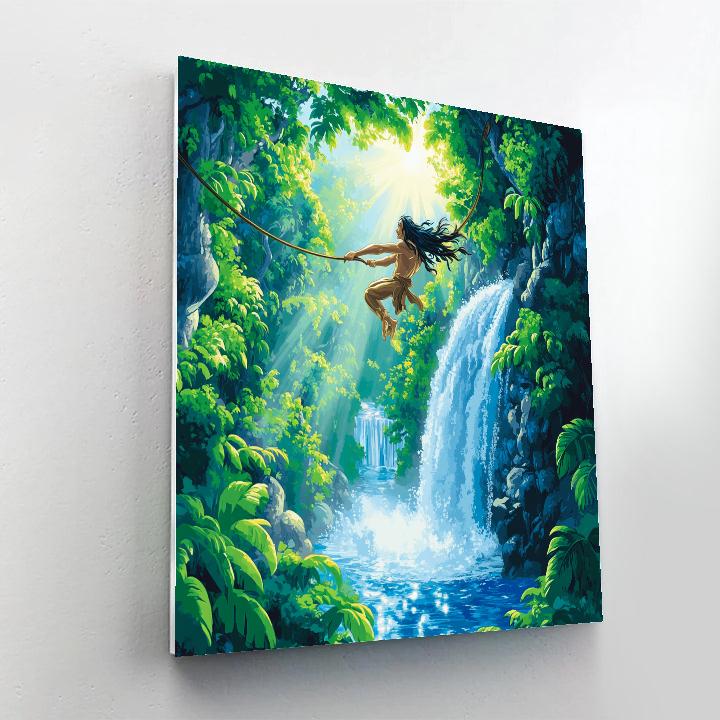 Tarzan Jungle Vine Cliff Leap Disney Inspired Number painting