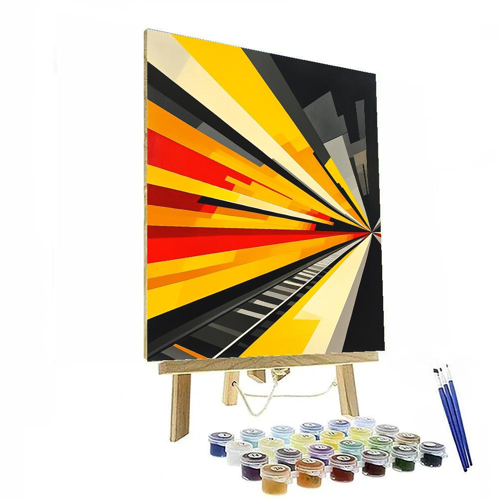 Giacomo Balla Inspired Speeding Train DIY paint by numbers