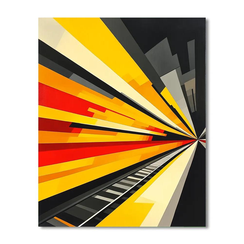 Giacomo Balla Inspired Speeding Train DIY paint by numbers