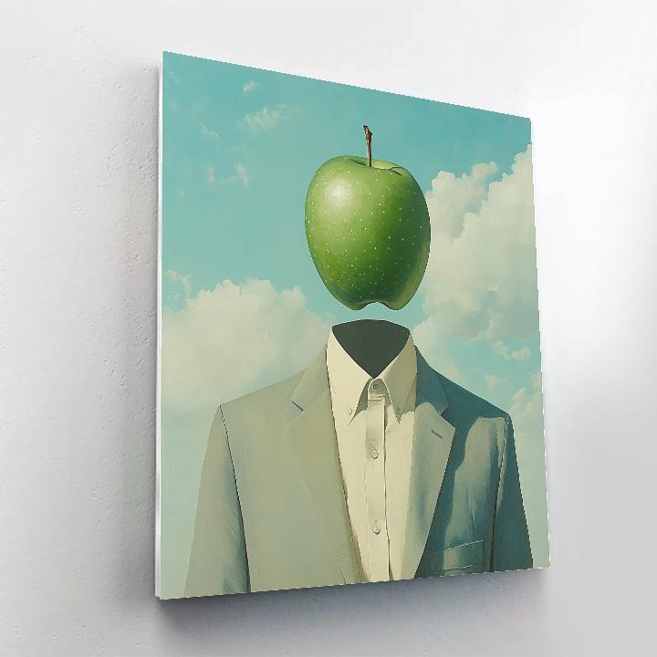 René Magritte Inspired Portrait With Apple Sky painting number kit