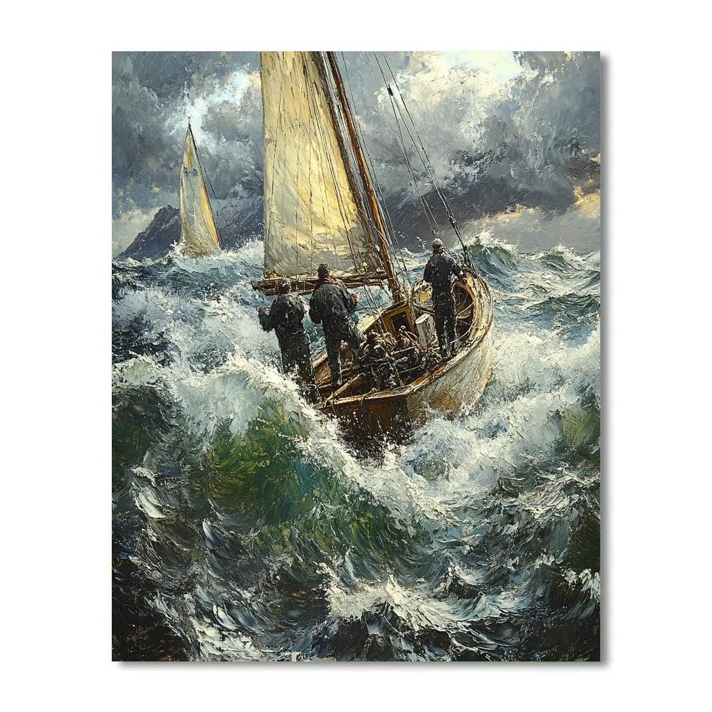 Gustave Courbet Inspired Storm Fishermen Paint by numbers kits
