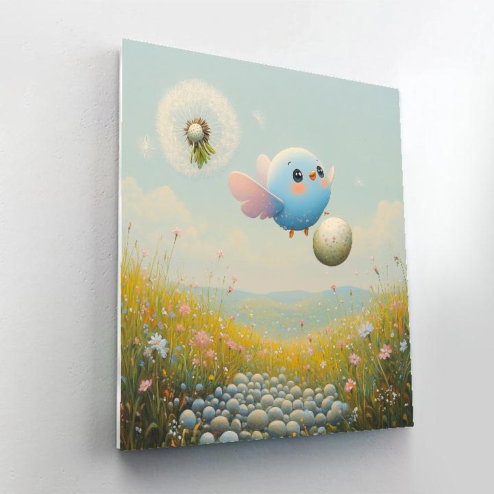 Dot Dandelion Seed Flight Disney Inspired Number painting