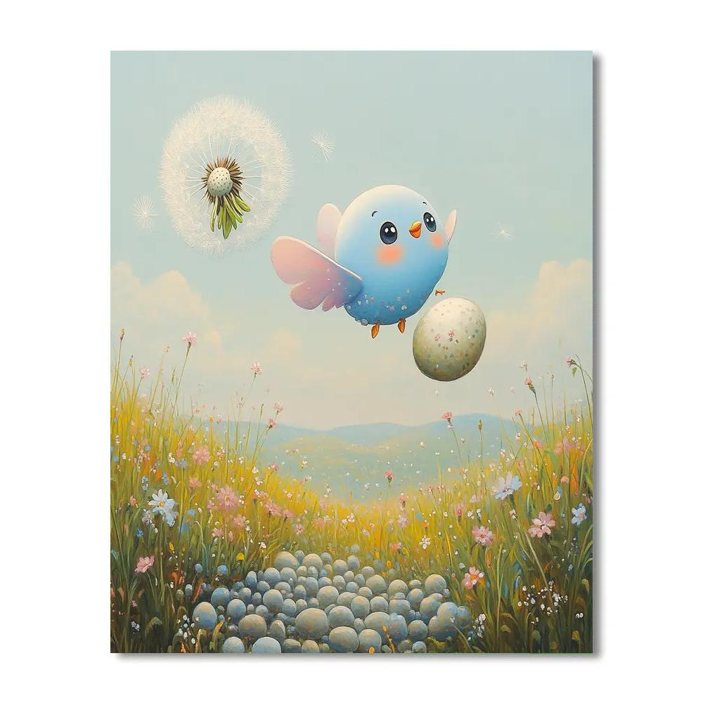 Dot Dandelion Seed Flight Disney Inspired Number painting