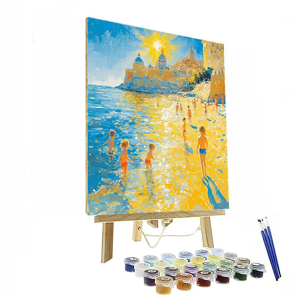 Joaquin Sorolla Inspired Children By The Sea paint by numbers