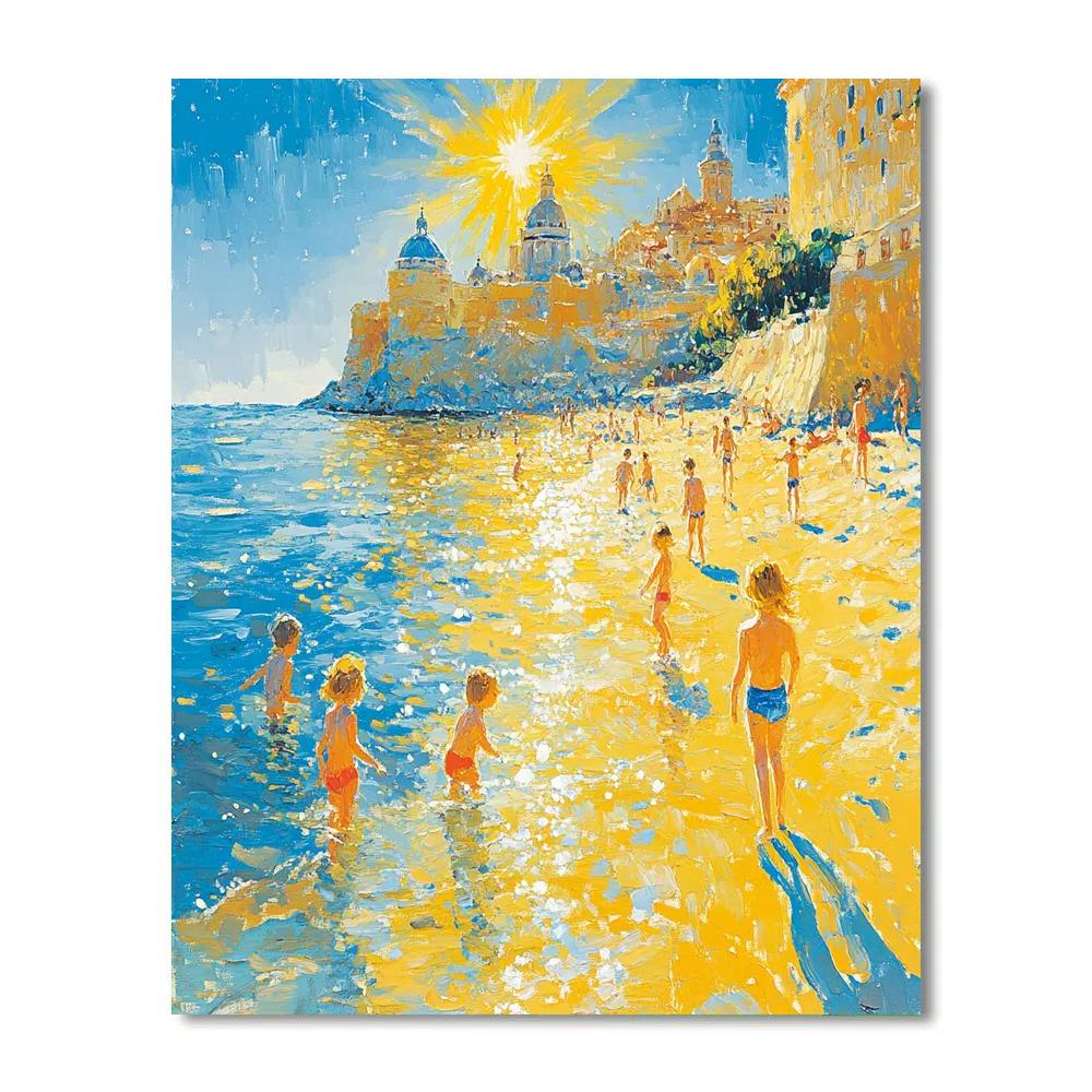 Joaquin Sorolla Inspired Children By The Sea paint by numbers