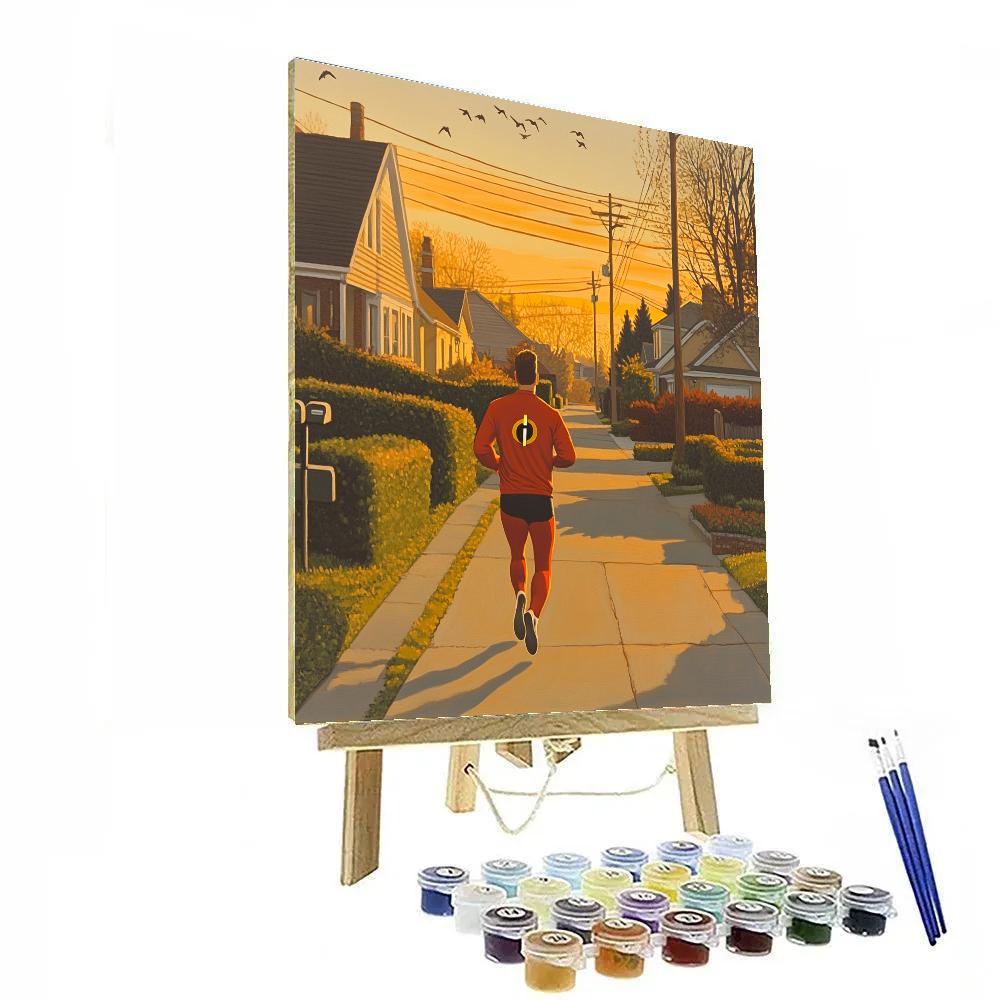 Mr Incredible Neighborhood Morning Jog Disney Inspired paint by numbers