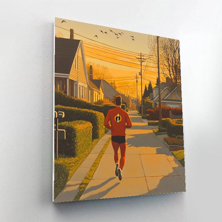 Mr Incredible Neighborhood Morning Jog Disney Inspired paint by numbers