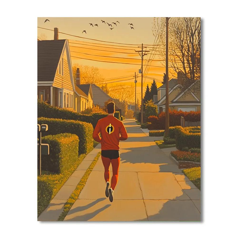 Mr Incredible Neighborhood Morning Jog Disney Inspired paint by numbers