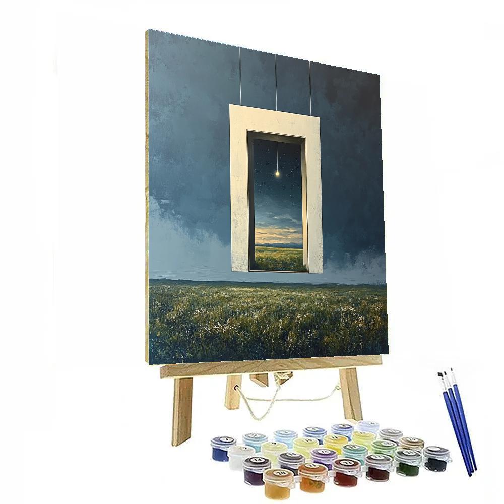 Magritte Inspired Floating Doorway Paint by numbers art