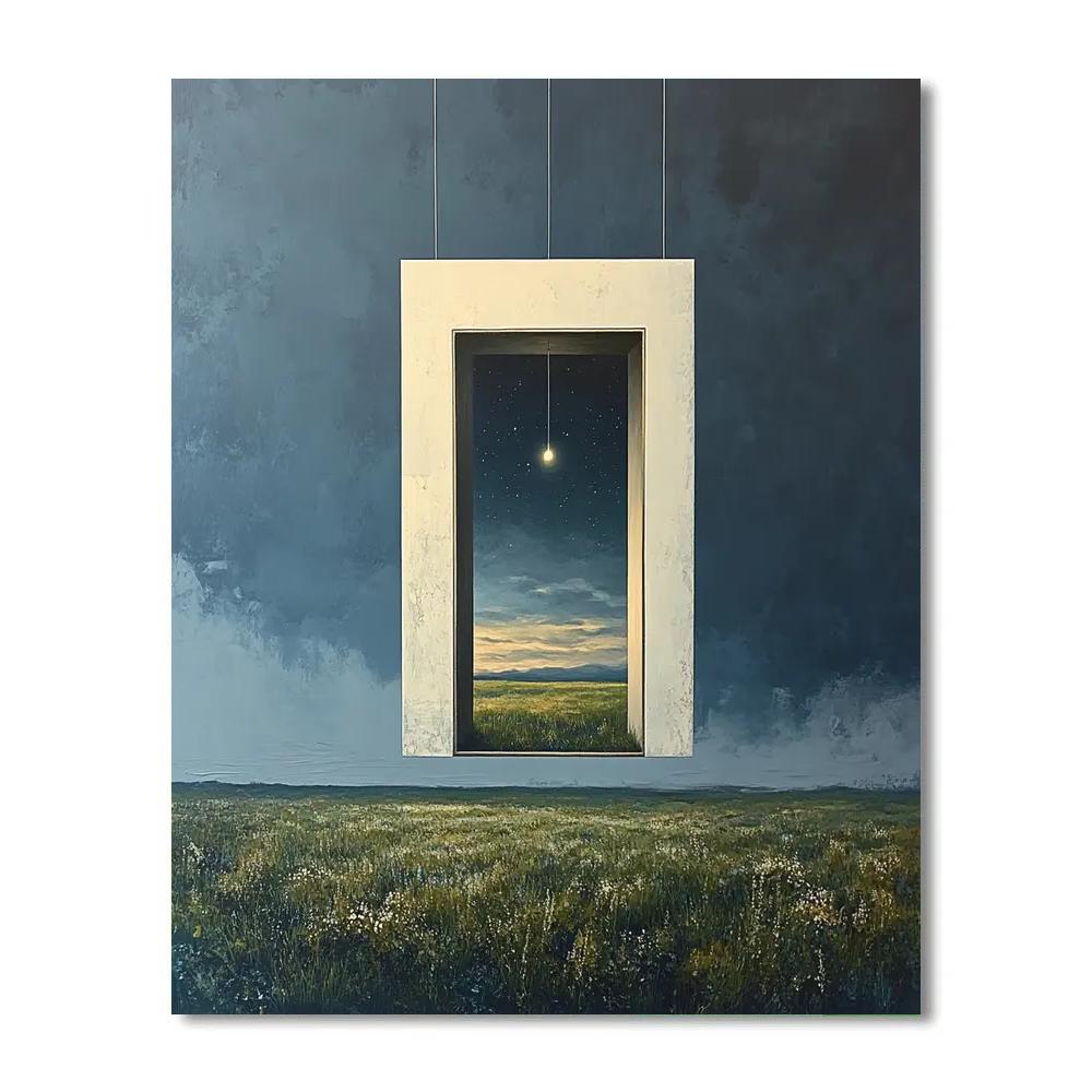 Magritte Inspired Floating Doorway Paint by numbers art