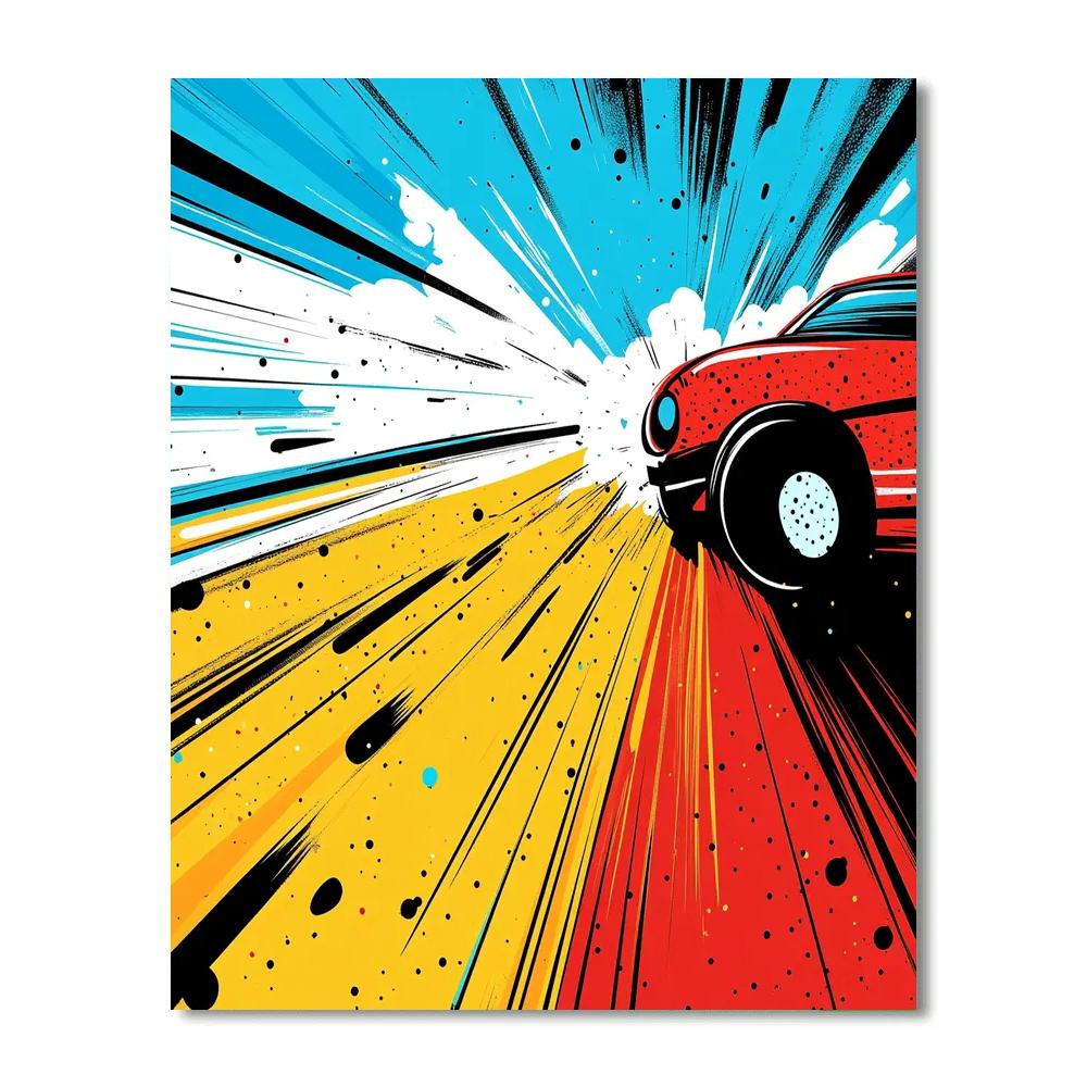 Roy Lichtenstein Inspired Pop Racing Poster DIY paint by numbers