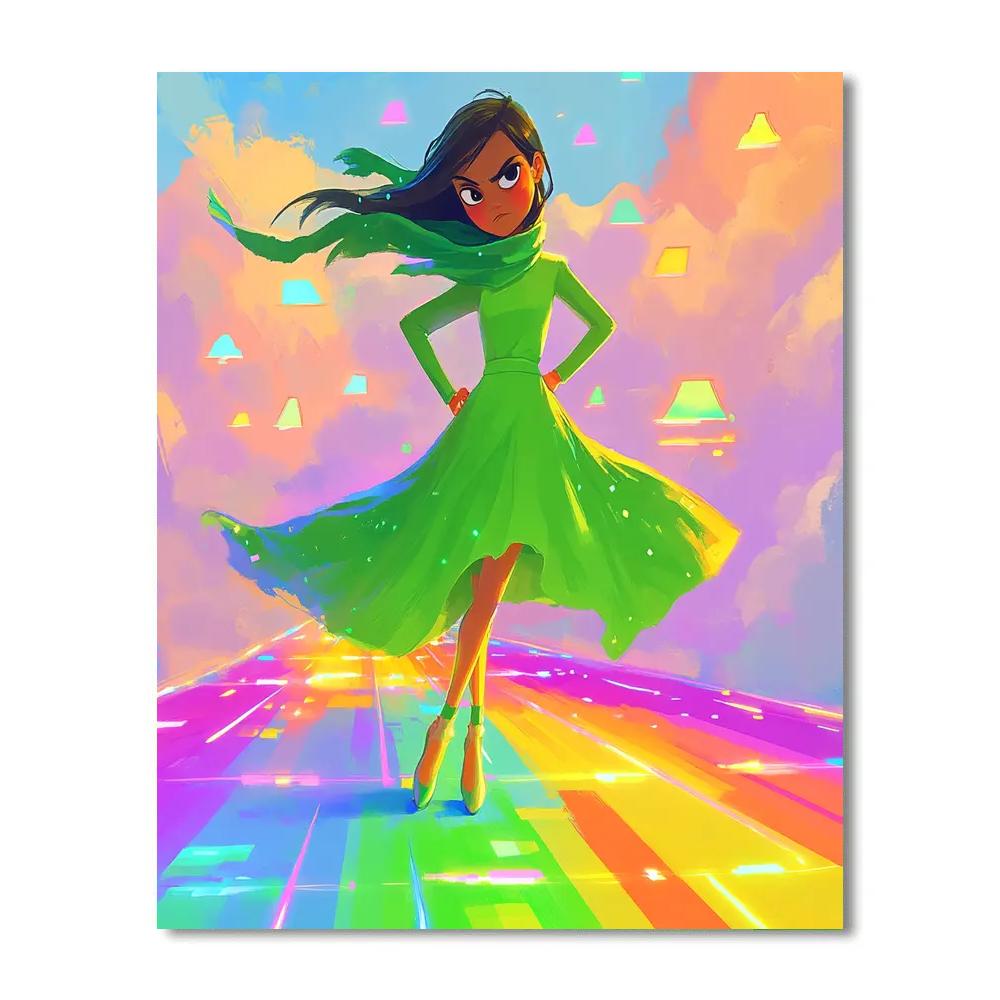 Disgust Rainbow Fashion Walk Disney Inspired DIY paint by numbers